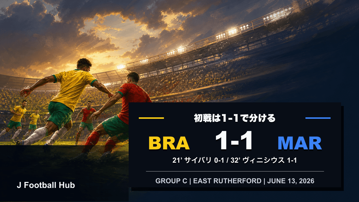 ブラジルとモロッコが1-1で引き分けたW杯26グループC初戦のスコア入り試合レビュー用サムネイル