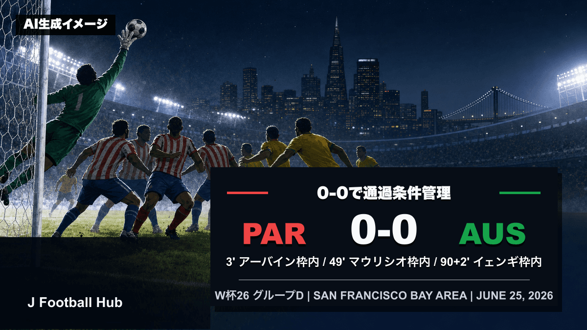 パラグアイとオーストラリアが0-0で引き分けたW杯26グループD第3節の試合レビュー用サムネイル