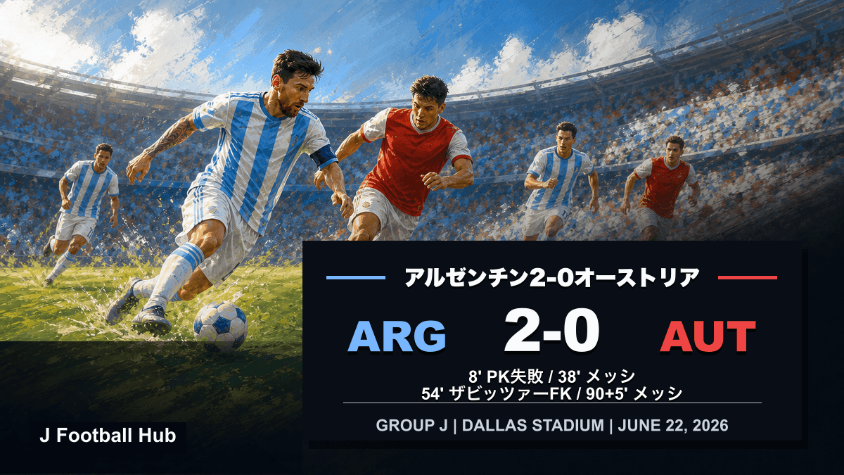 アルゼンチンがオーストリアに2-0で勝利したW杯26グループJ試合レビュー用サムネイル