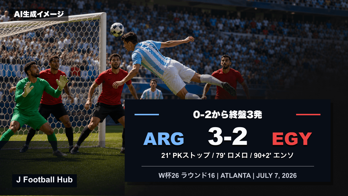 アルゼンチンがエジプトに3-2で逆転勝利したW杯26ラウンド16の試合レビュー用サムネイル