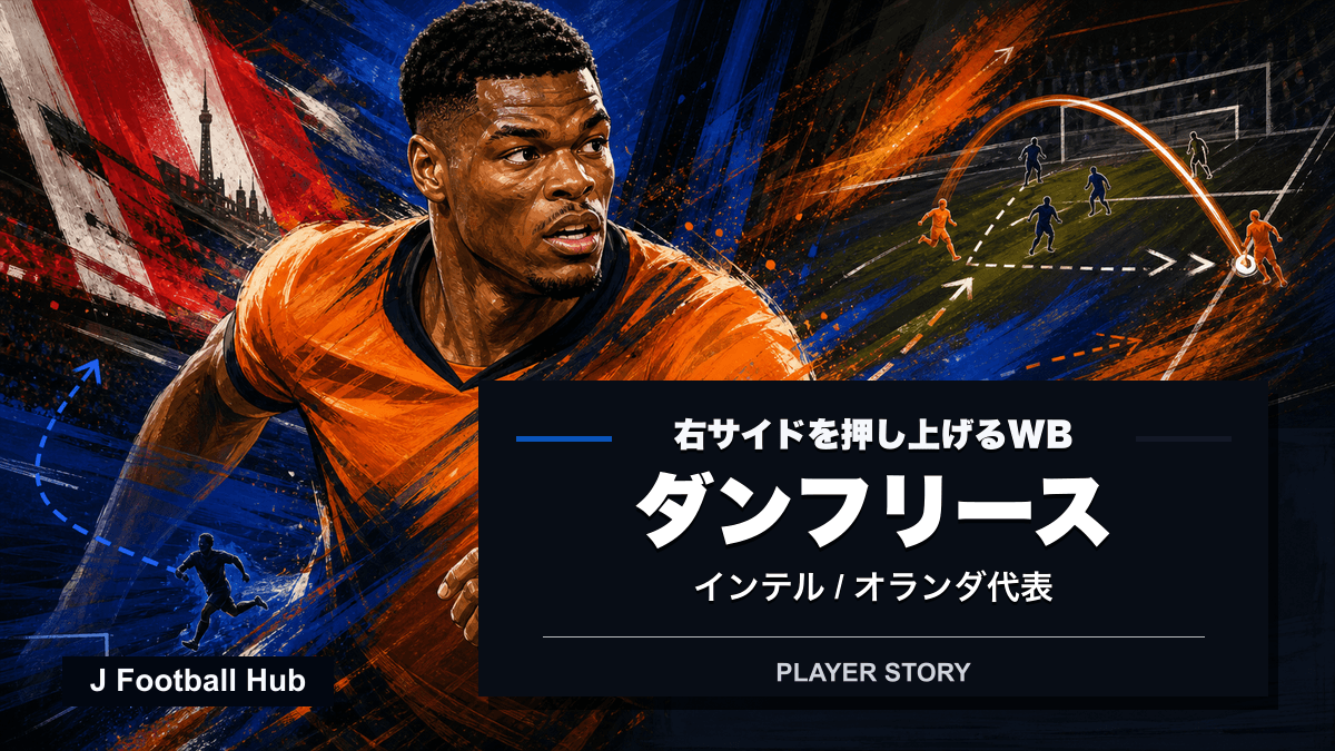 デンゼル・ダンフリースがスパルタ、PSV、インテル、オランダ代表へ進む選手ストーリー用サムネイル