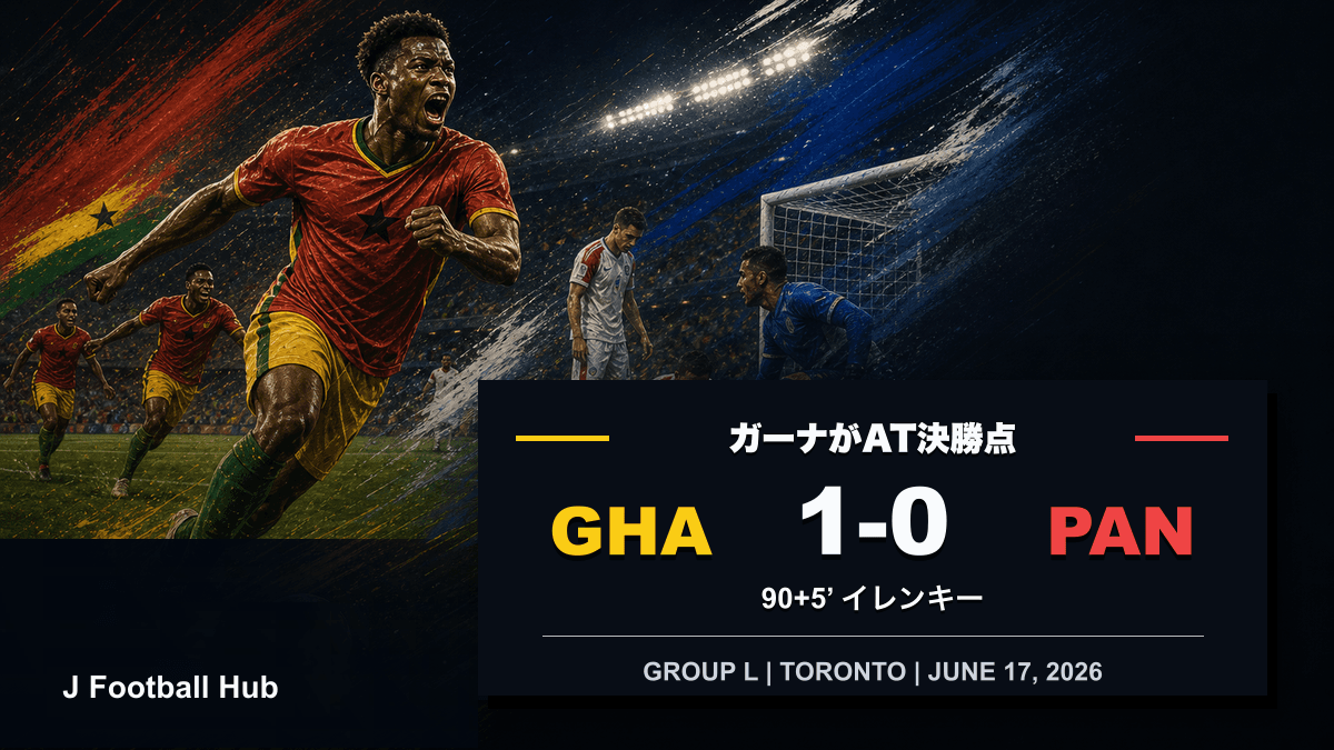 ガーナがパナマに1-0で勝利したW杯26グループL試合レビュー用サムネイル