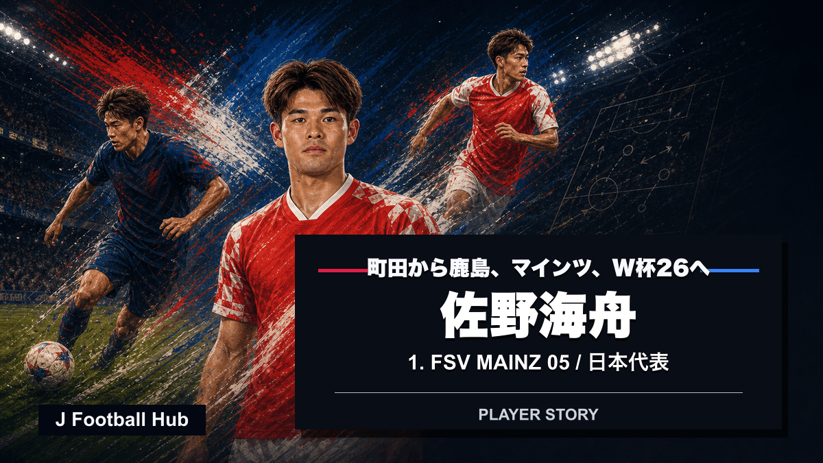 佐野海舟が町田、鹿島、1. FSVマインツ05、日本代表へ進む選手ストーリー用サムネイル