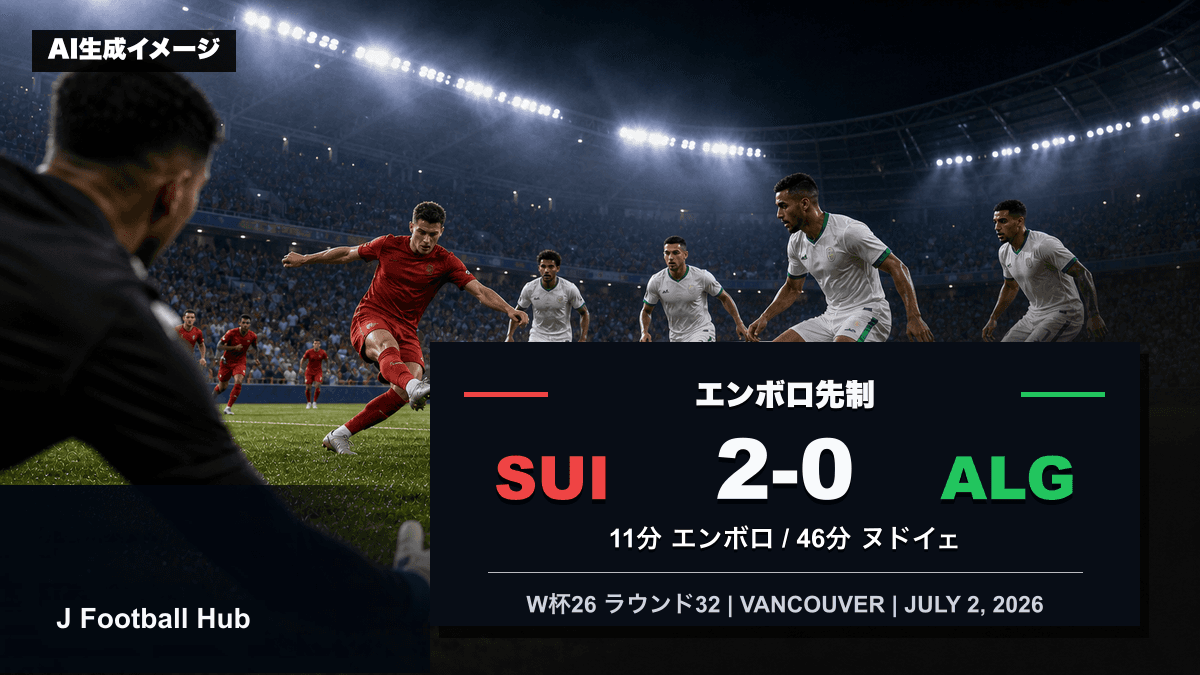 スイスがアルジェリアを2-0で下したW杯26ラウンド32の試合レビュー用サムネイル